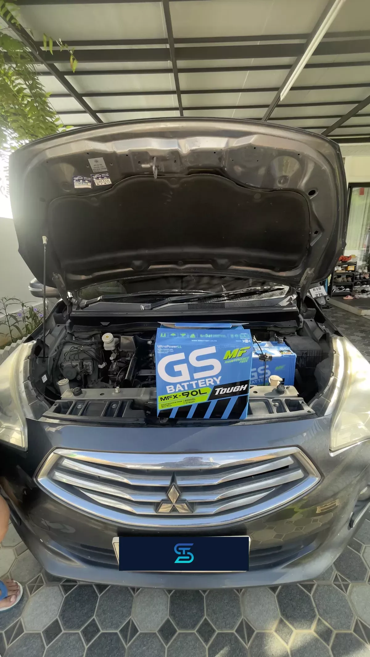 ติดตั้งแบตเตอรี่ GS MFX90L รถ MITSUBISHI Mirage 1.2 ที่ ศรีราชา โดย เอส.ที.แบตเตอรี่ ศรีราชา ชลบุรี