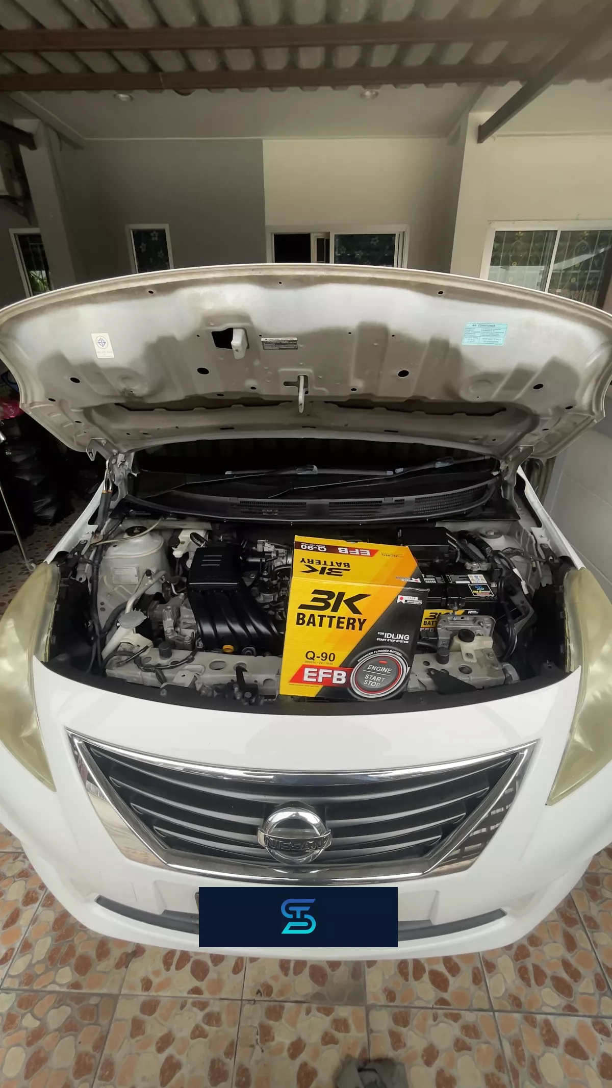 ติดตั้งแบตเตอรี่ 3K Q90 รถ NISSAN Almera 1.2 (ปี 2012 - 2015) [โฉมแรก] ที่ ศรีราชา โดย เอส.ที.แบตเตอรี่ ศรีราชา ชลบุรี